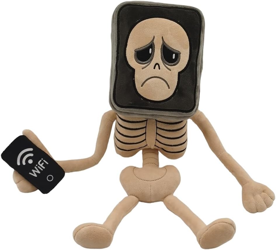 Brain Pot Hotspot Plush Toy - 16 inches Halloween Skeleton Decor from Italian Steal a Brainrot Series