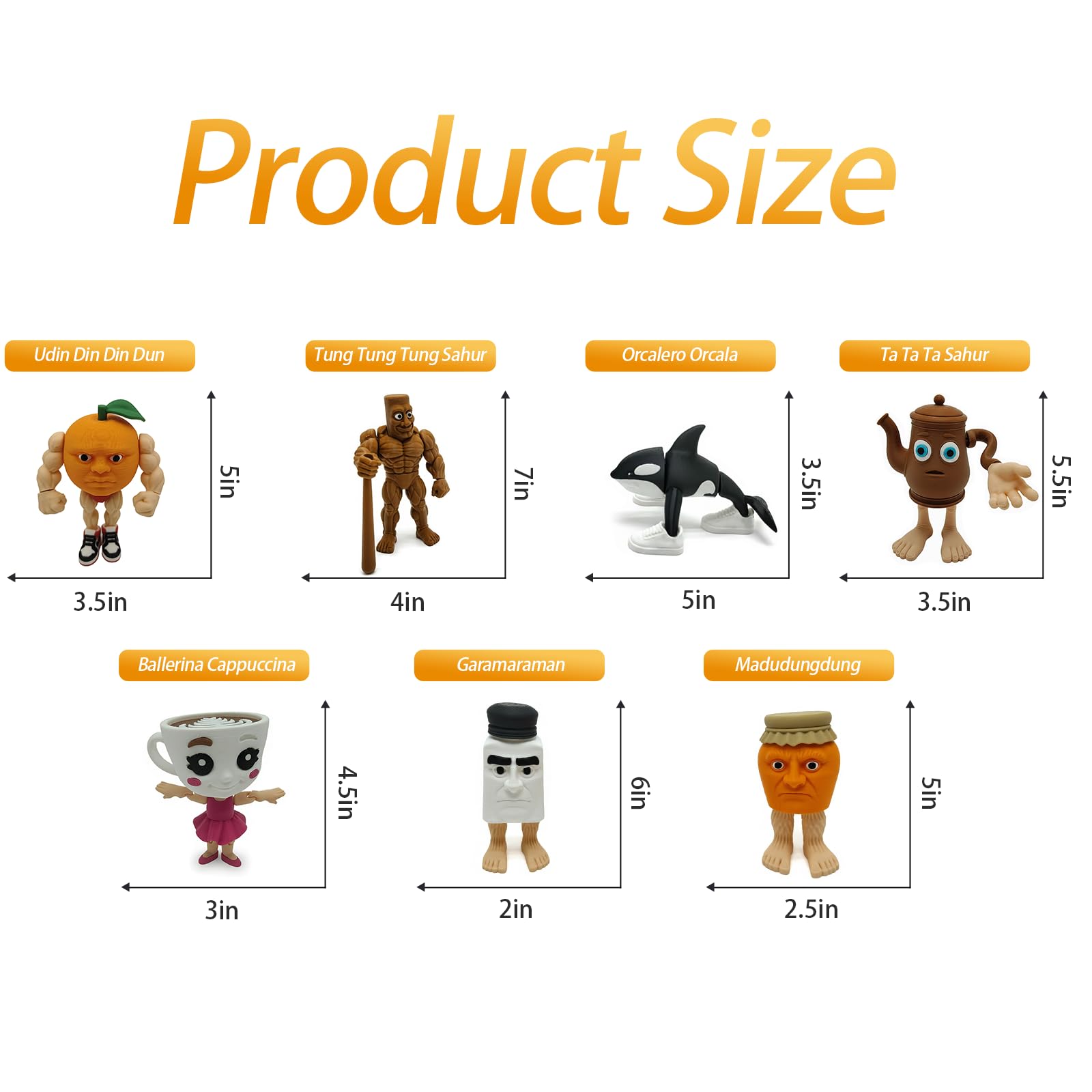 Italian Brainrot Toys, Large Poseable Italian Brainrot Toys, Brainrot Action Figures for Kids, Steal a Brainrot for Fun Desk Display, Collecting & Parent‑Child Playtime Gifts (2Pcs)