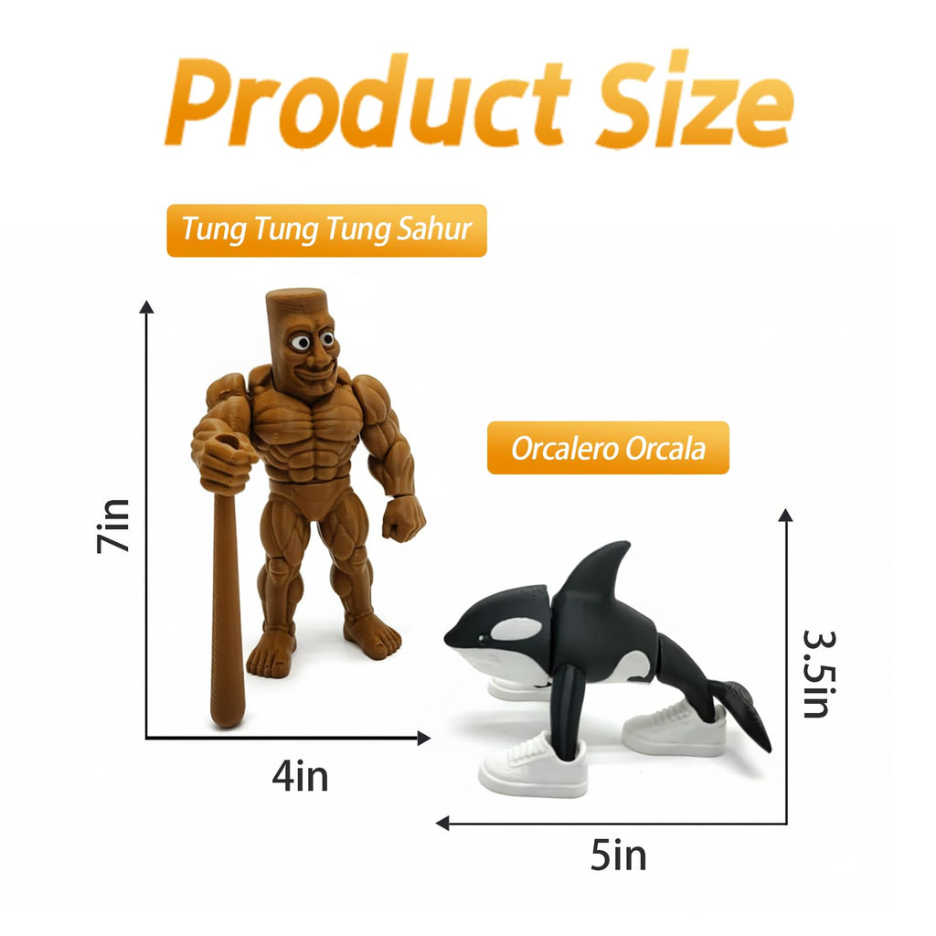 Italian Brainrot Toys, Large Poseable Italian Brainrot Toys, Brainrot Action Figures for Kids, Steal a Brainrot for Fun Desk Display, Collecting & Parent‑Child Playtime Gifts (2Pcs)