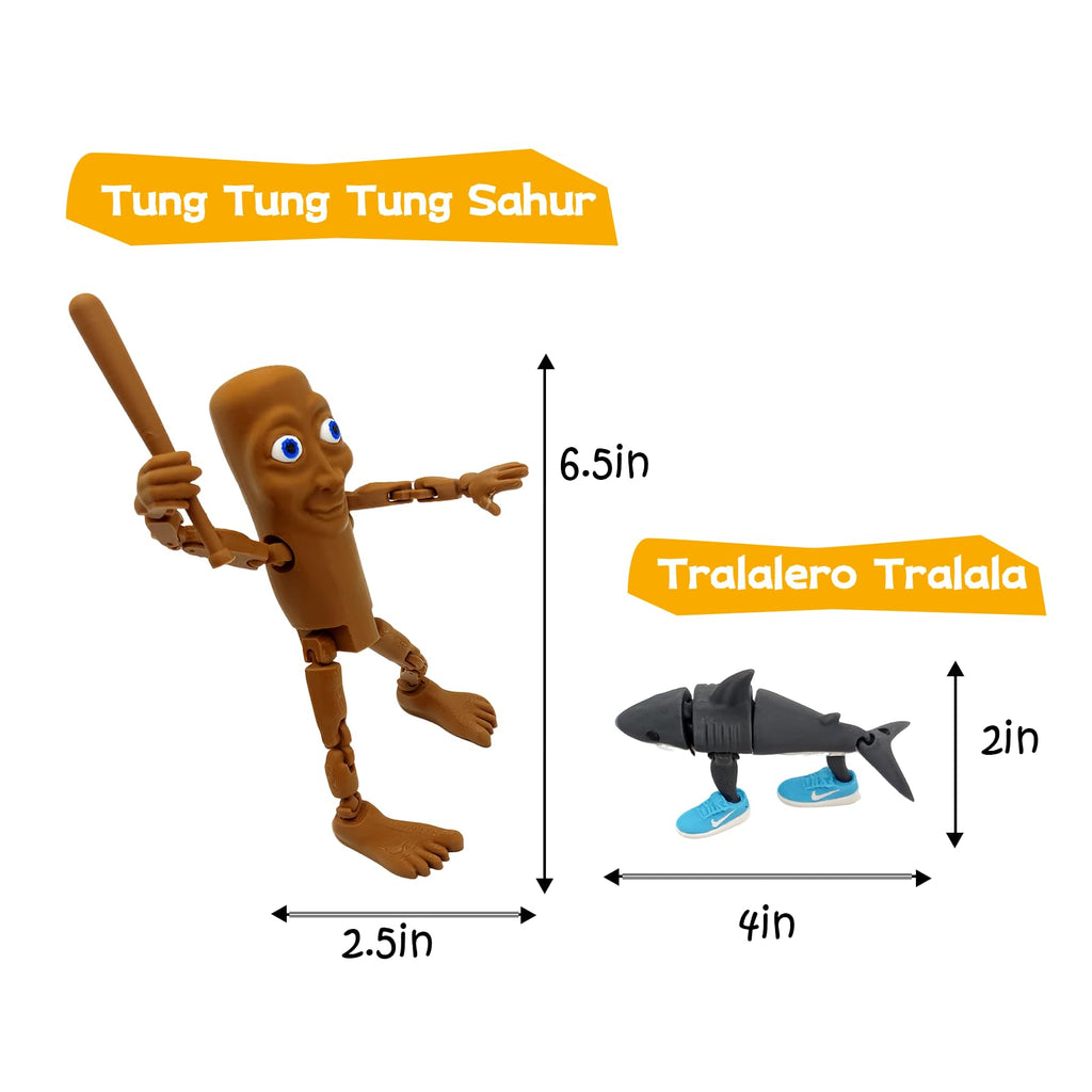 Italian Brainrot Toys, Large Poseable Italian Brainrot Toys, Brainrot Action Figures for Kids, Steal a Brainrot for Fun Desk Display, Collecting & Parent‑Child Playtime Gifts (2Pcs)