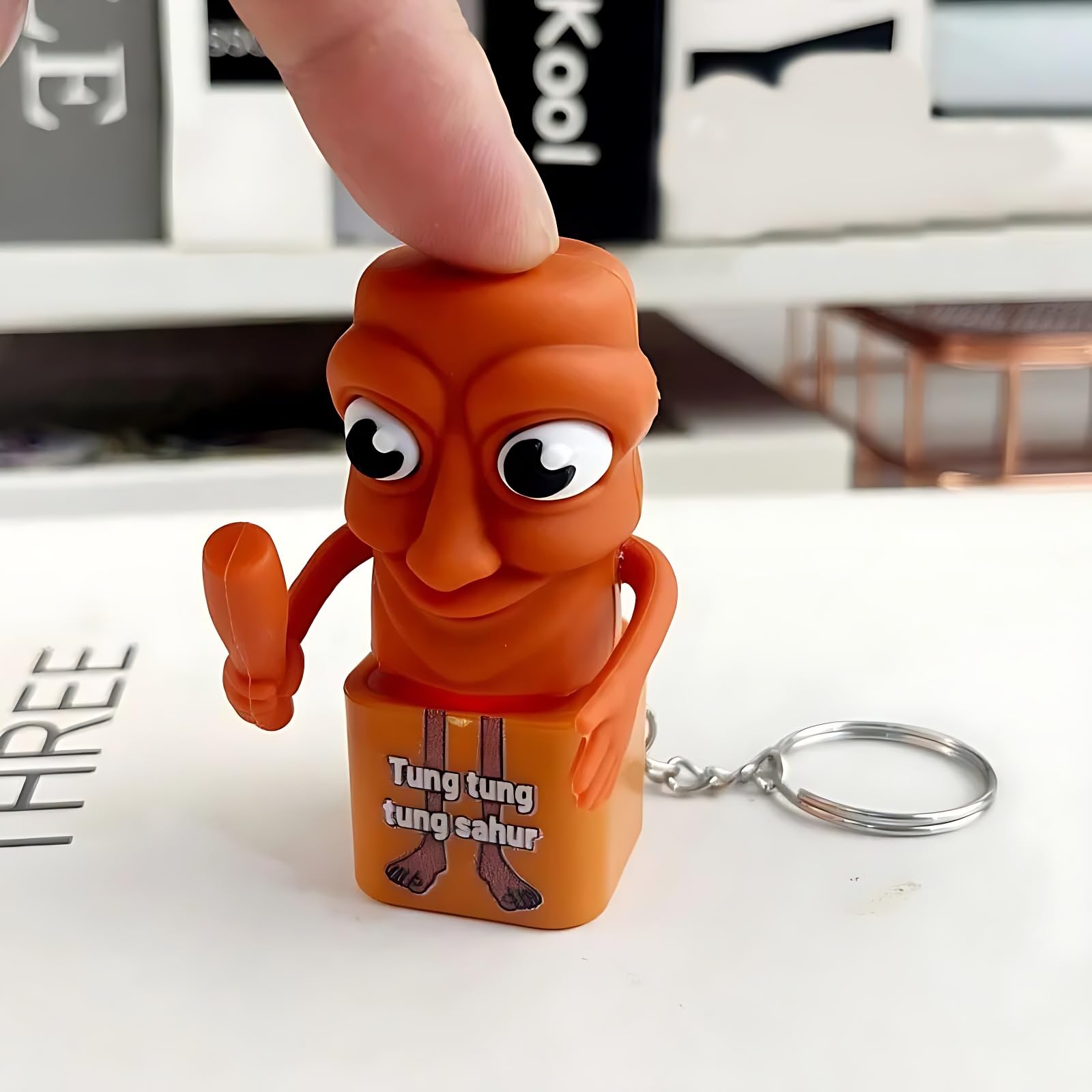 Tung Tung Tung Sahur Keyboard Clicker Fidget Keychain with Sound & LED Light Durable Metal Keyring