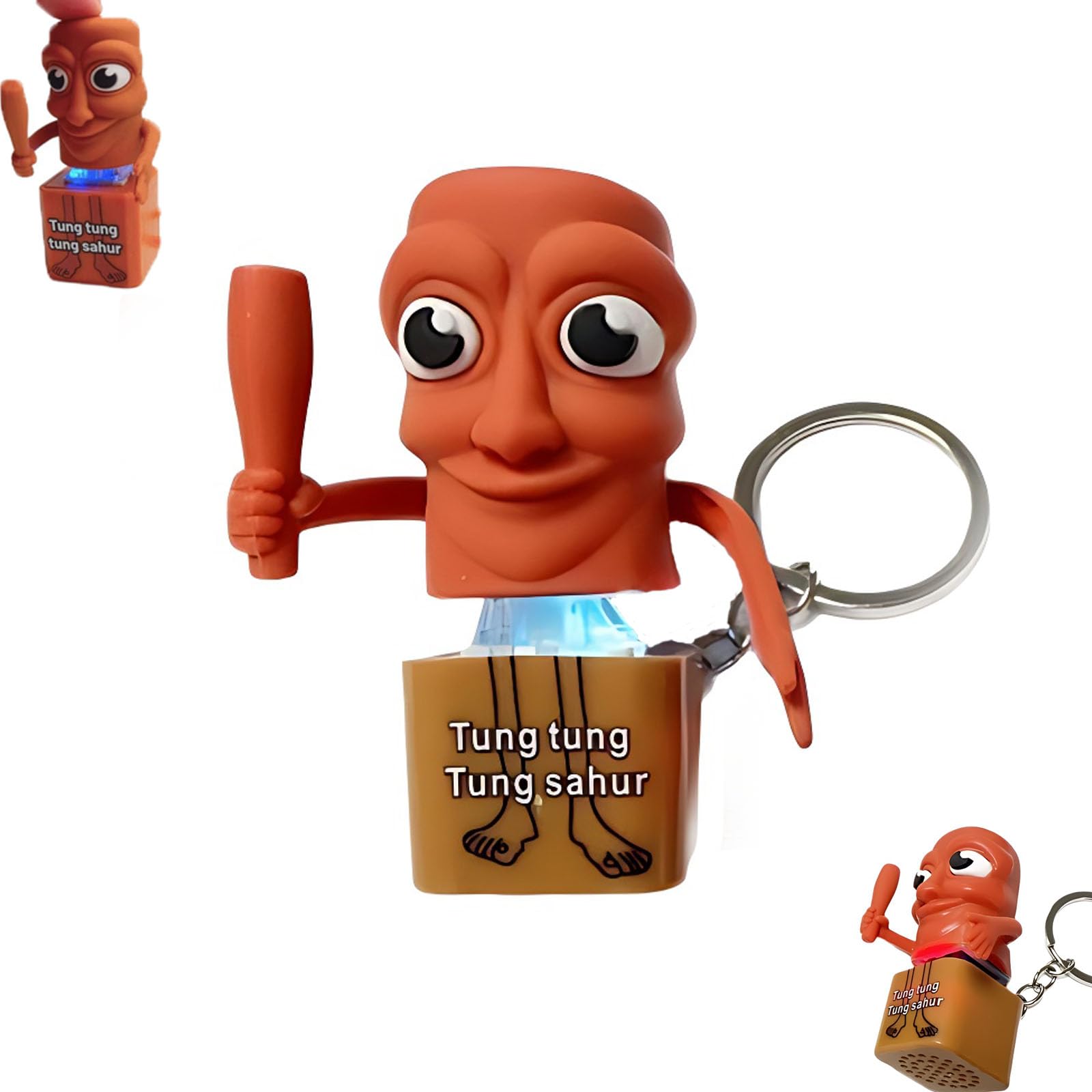 Tung Tung Tung Sahur Keyboard Clicker Fidget Keychain with Sound & LED Light Durable Metal Keyring