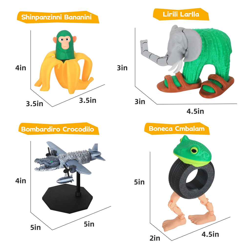 Italian Brainrot Toys, Large Poseable Italian Brainrot Toys, Brainrot Action Figures for Kids, Steal a Brainrot for Fun Desk Display, Collecting & Parent‑Child Playtime Gifts (2Pcs)