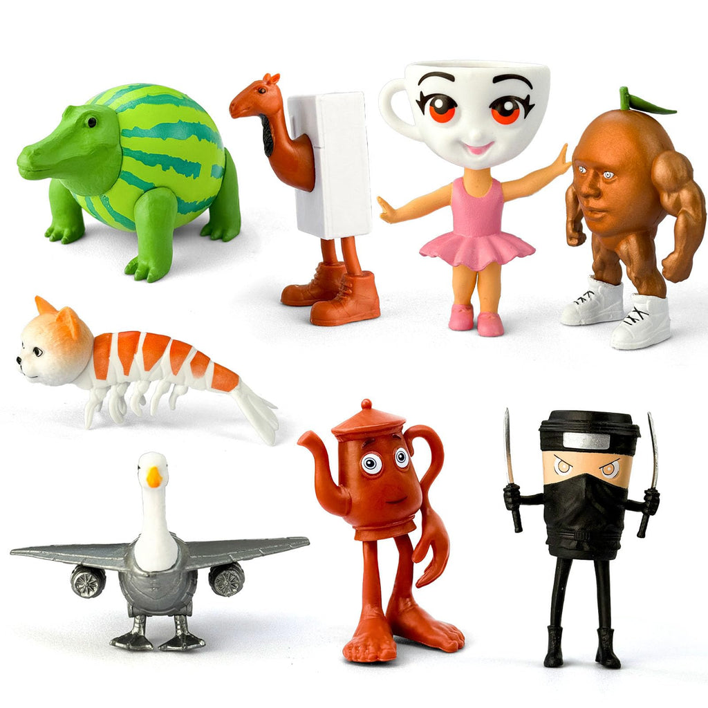 8Pcs Italian Brainrot Action Figures,Tralalero Travala Toy Set Tralalero Travala,Tung Tung Tung Sahur, Brr Brr Patapim - Brainrot fidget Toys,Decorations Gifts for Office Room Figurine Decor (1PCS-A)