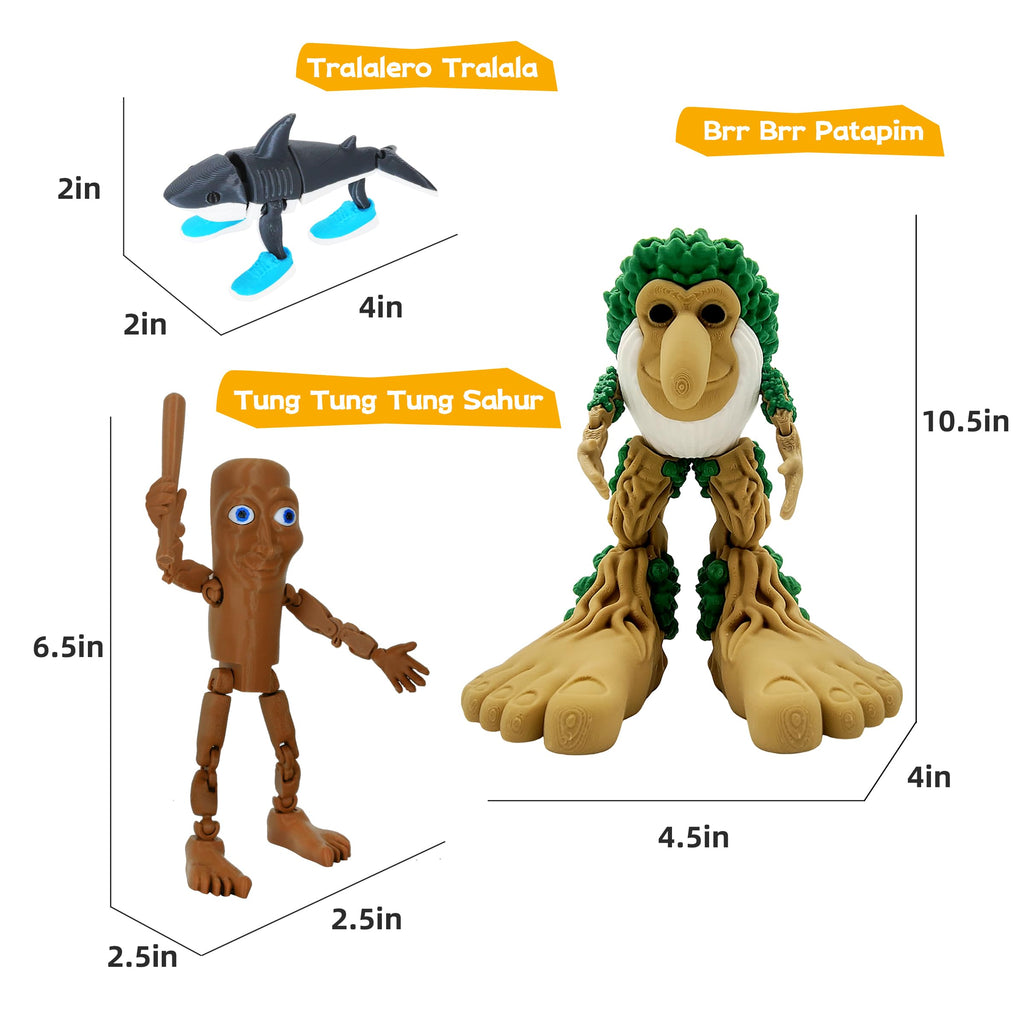 Italian Brainrot Toys, Large Poseable Italian Brainrot Toys, Brainrot Action Figures for Kids, Steal a Brainrot for Fun Desk Display, Collecting & Parent‑Child Playtime Gifts (2Pcs)