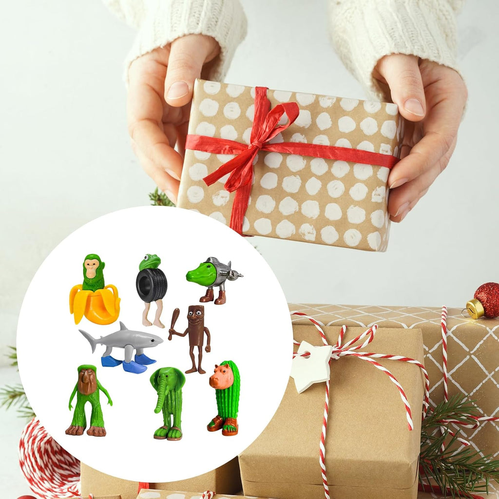 8PCS Italian Brainrot Action Figure,Tralalero Tralala Figures Toys Tung Tung Tung Sahur, BRR BRR Patapim,Brainrot Meme Shark Collectible Animals Figurine Doll Gifts