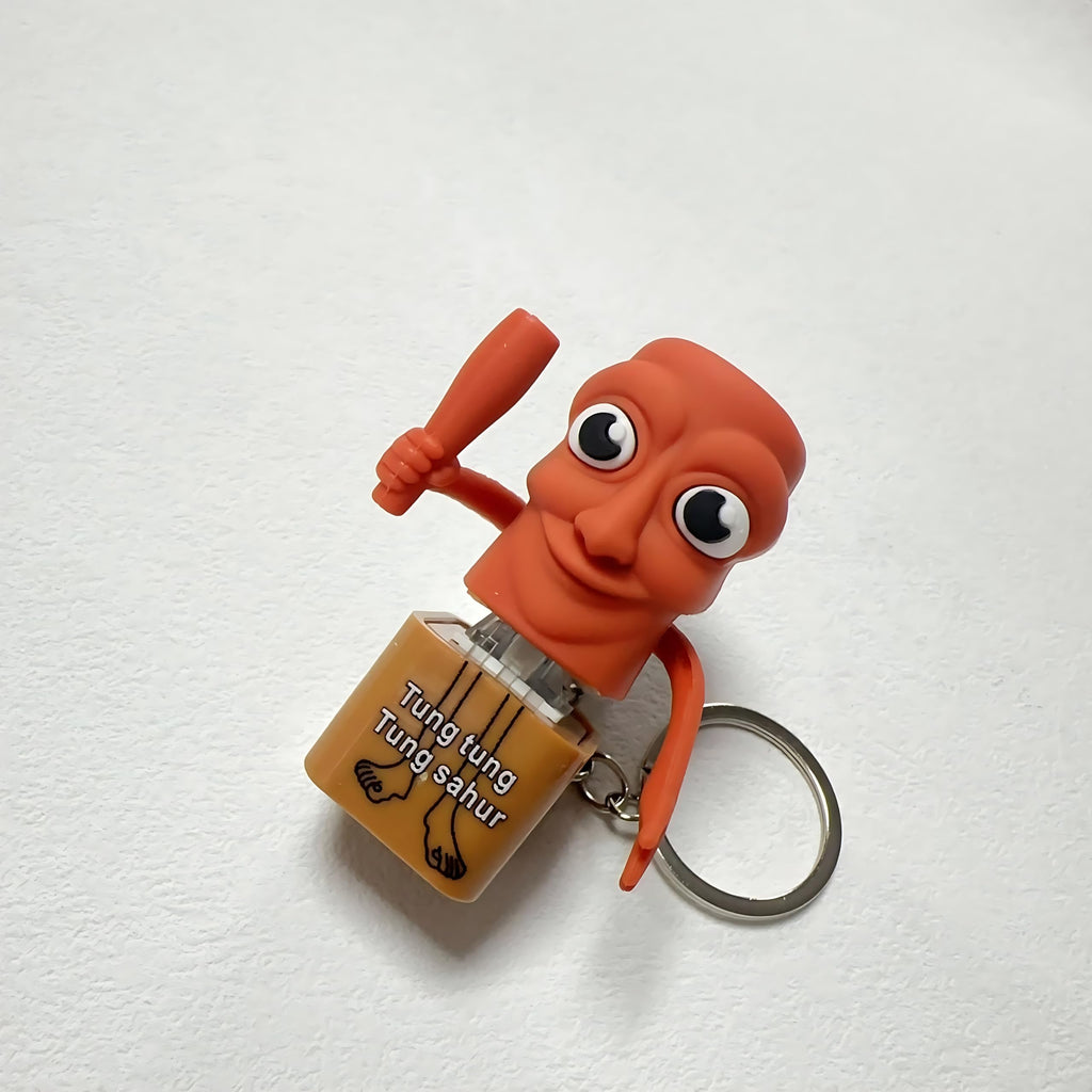 Tung Tung Tung Sahur Keyboard Clicker Fidget Keychain with Sound & LED Light Durable Metal Keyring