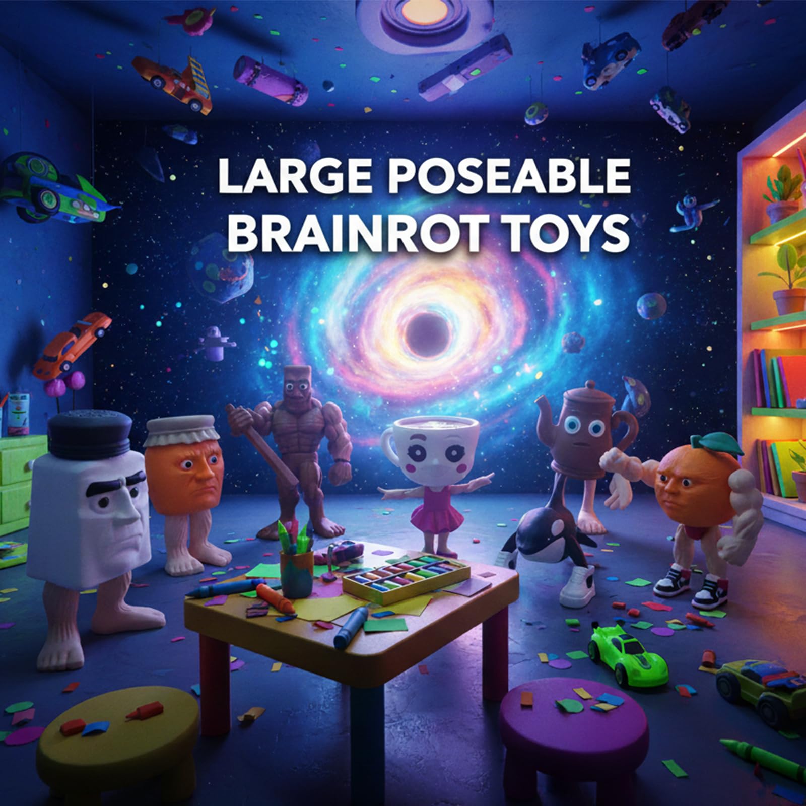 Italian Brainrot Toys, Large Poseable Italian Brainrot Toys, Brainrot Action Figures for Kids, Steal a Brainrot for Fun Desk Display, Collecting & Parent‑Child Playtime Gifts (2Pcs)