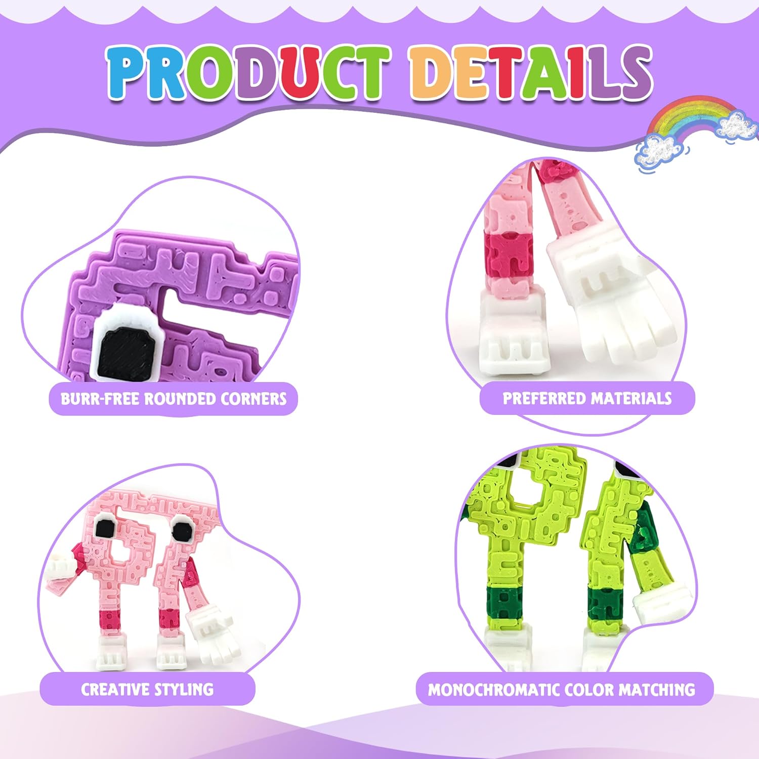 Steal a Brainrot 67 Meme Collectible Figure, Colorful Art Toy Desk Décor, Creative Display Ornament for Home & Office, Flexible Mini Character Statue (4pcs)