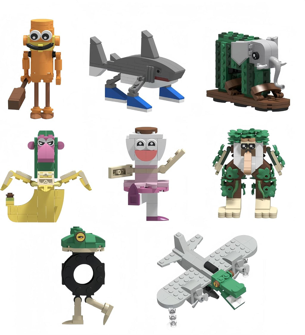 8 Pcs Italian Brainrot Action Building Blocks Set, Tralalero Tralala Collectible Figurines. Viral Desk Decor Gift, for Kids Boys, Girls and Adults