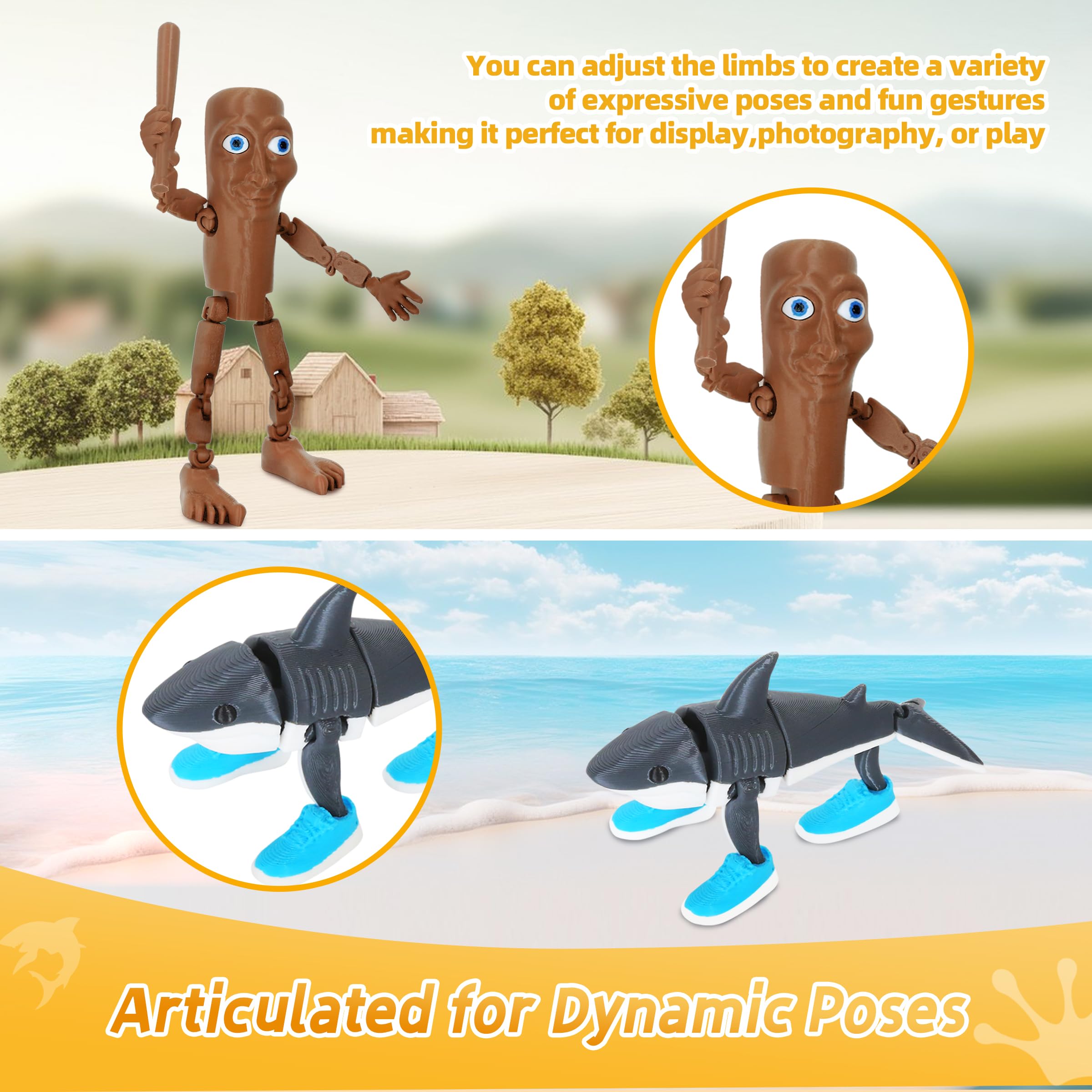 Italian Brainrot Toys, Large Poseable Italian Brainrot Toys, Brainrot Action Figures for Kids, Steal a Brainrot for Fun Desk Display, Collecting & Parent‑Child Playtime Gifts (2Pcs)