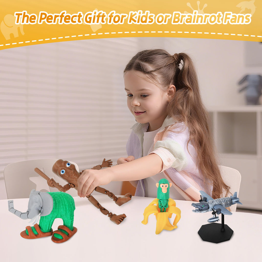 Italian Brainrot Toys, Large Poseable Italian Brainrot Toys, Brainrot Action Figures for Kids, Steal a Brainrot for Fun Desk Display, Collecting & Parent‑Child Playtime Gifts (2Pcs)