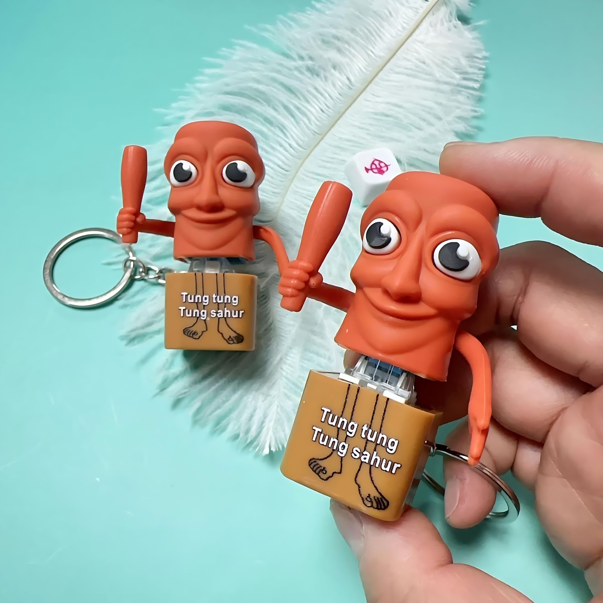 Tung Tung Tung Sahur Keyboard Clicker Fidget Keychain with Sound & LED Light Durable Metal Keyring