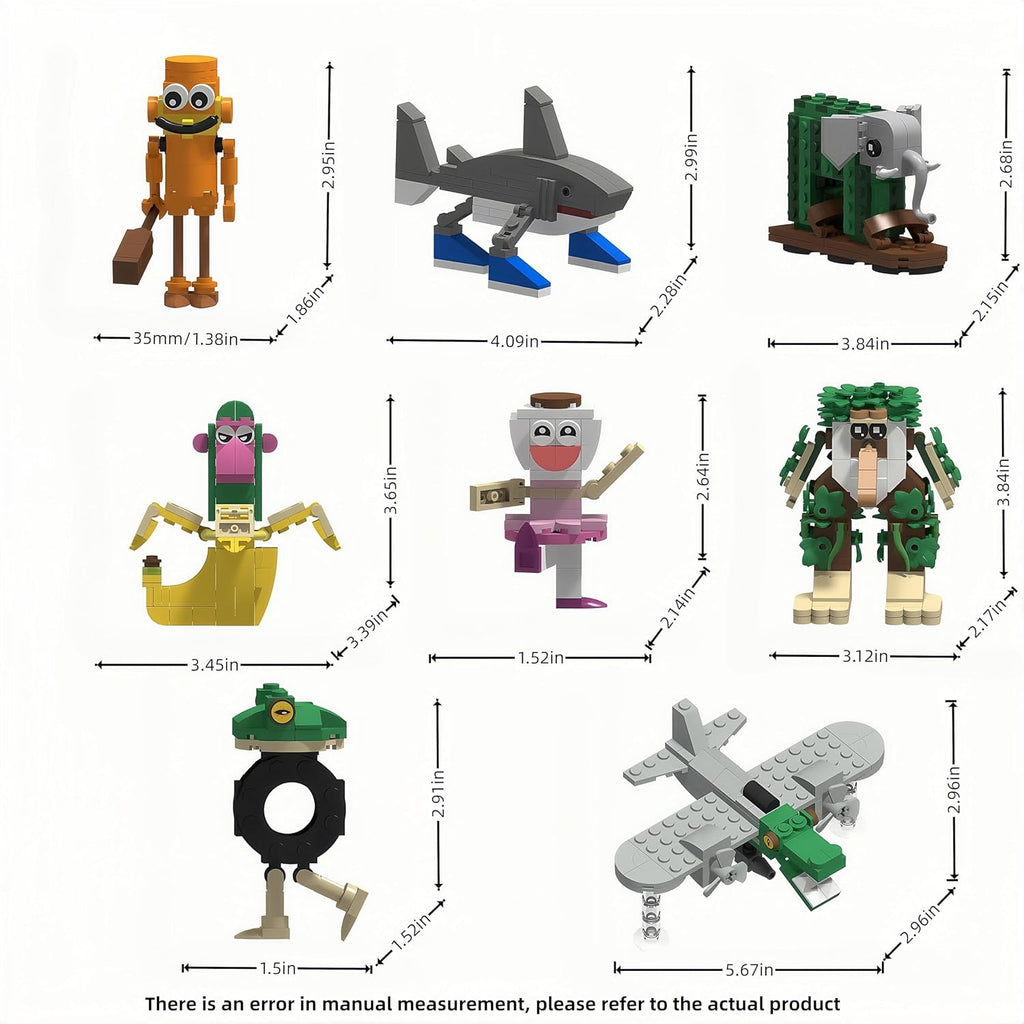 8 Pcs Italian Brainrot Action Building Blocks Set, Tralalero Tralala Collectible Figurines. Viral Desk Decor Gift, for Kids Boys, Girls and Adults