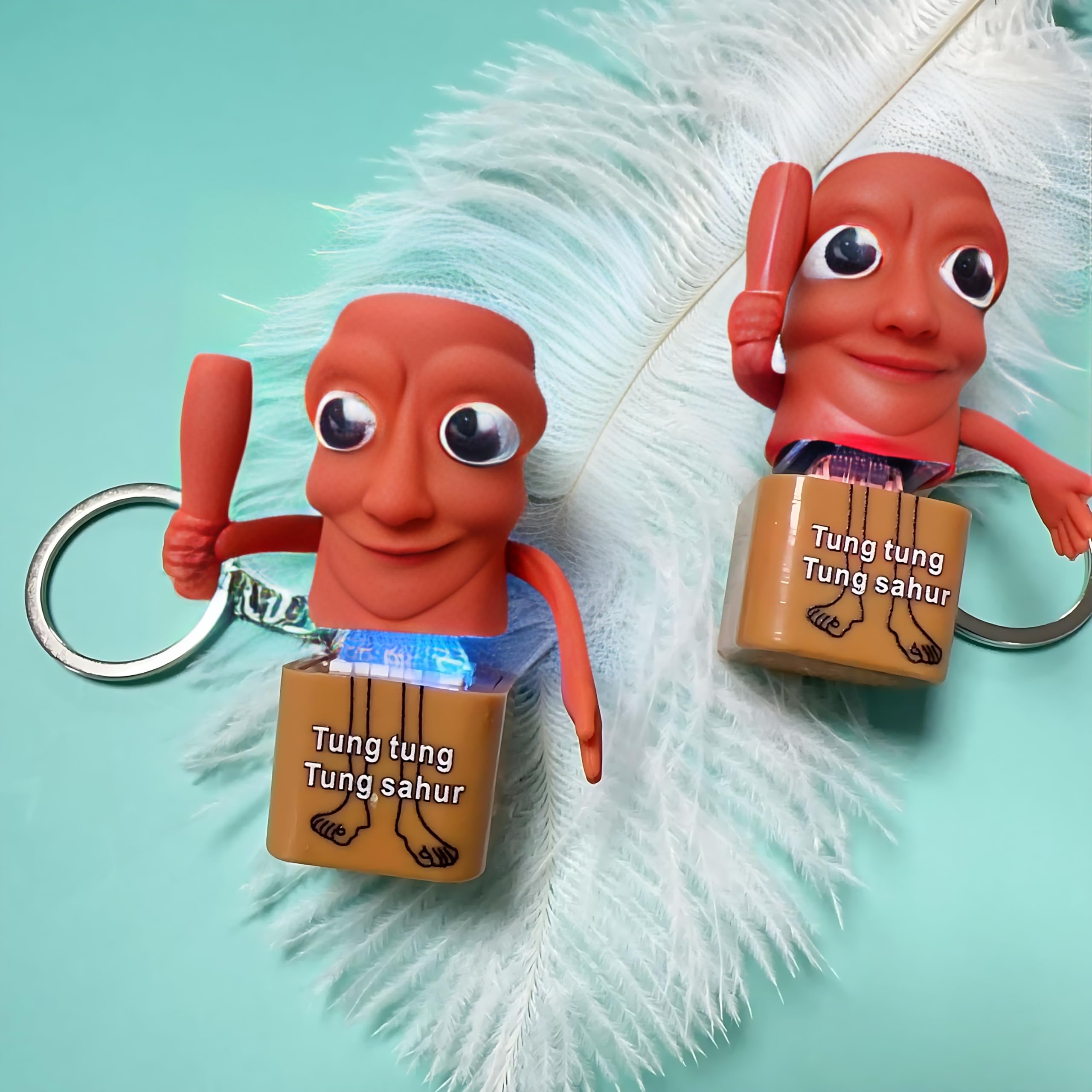 Tung Tung Tung Sahur Keyboard Clicker Fidget Keychain with Sound & LED Light Durable Metal Keyring